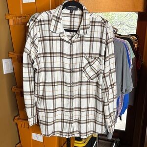 Faded Rose Brown and White Casual Button Down Flannel Shirt Size XL